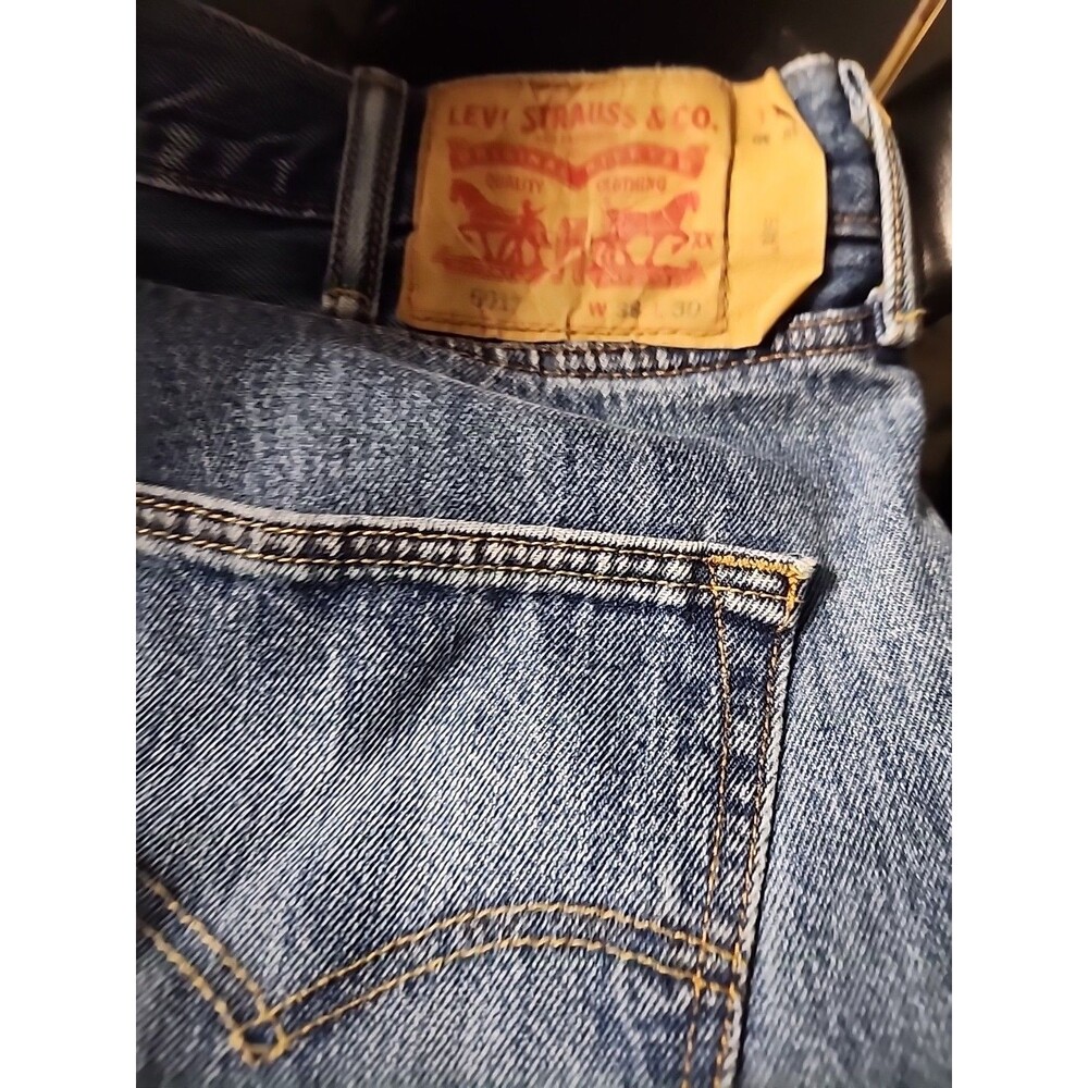 Men's Levi’s 501 Button Fly Jeans Blue Denim Distressed 38 x 30 Med Wash